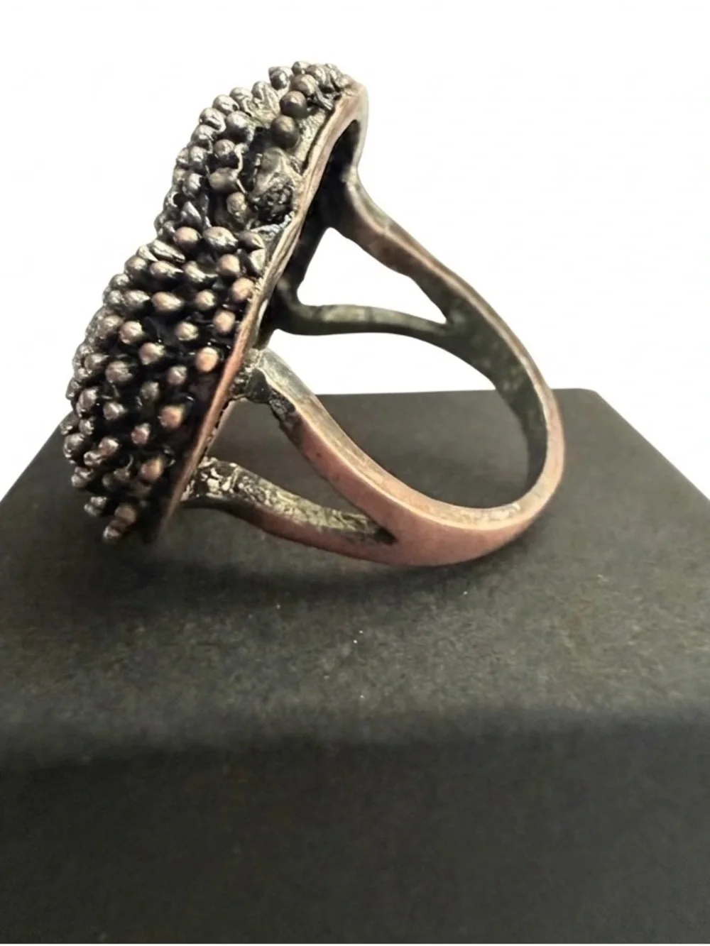 Black Beaded Dome Ring